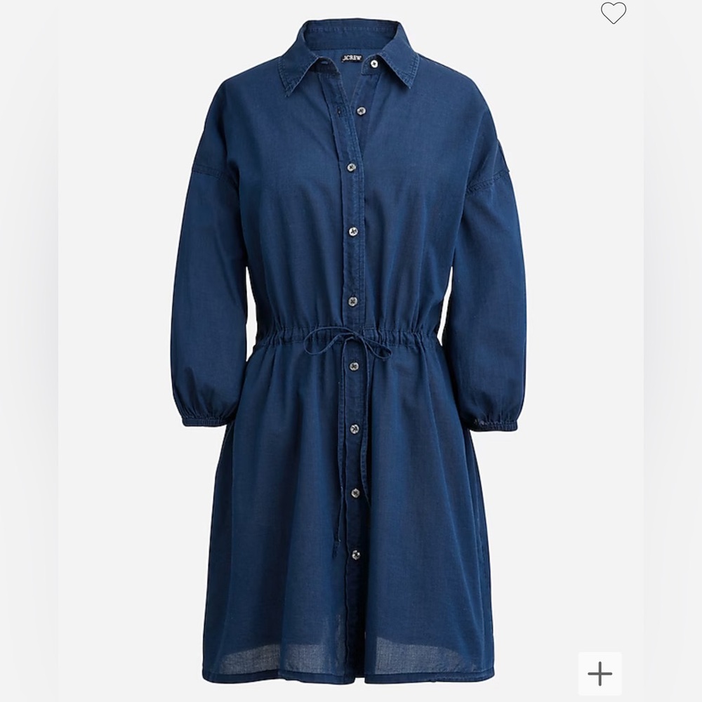 J. Crew Cinched shirtdress in indigo cotton voile.